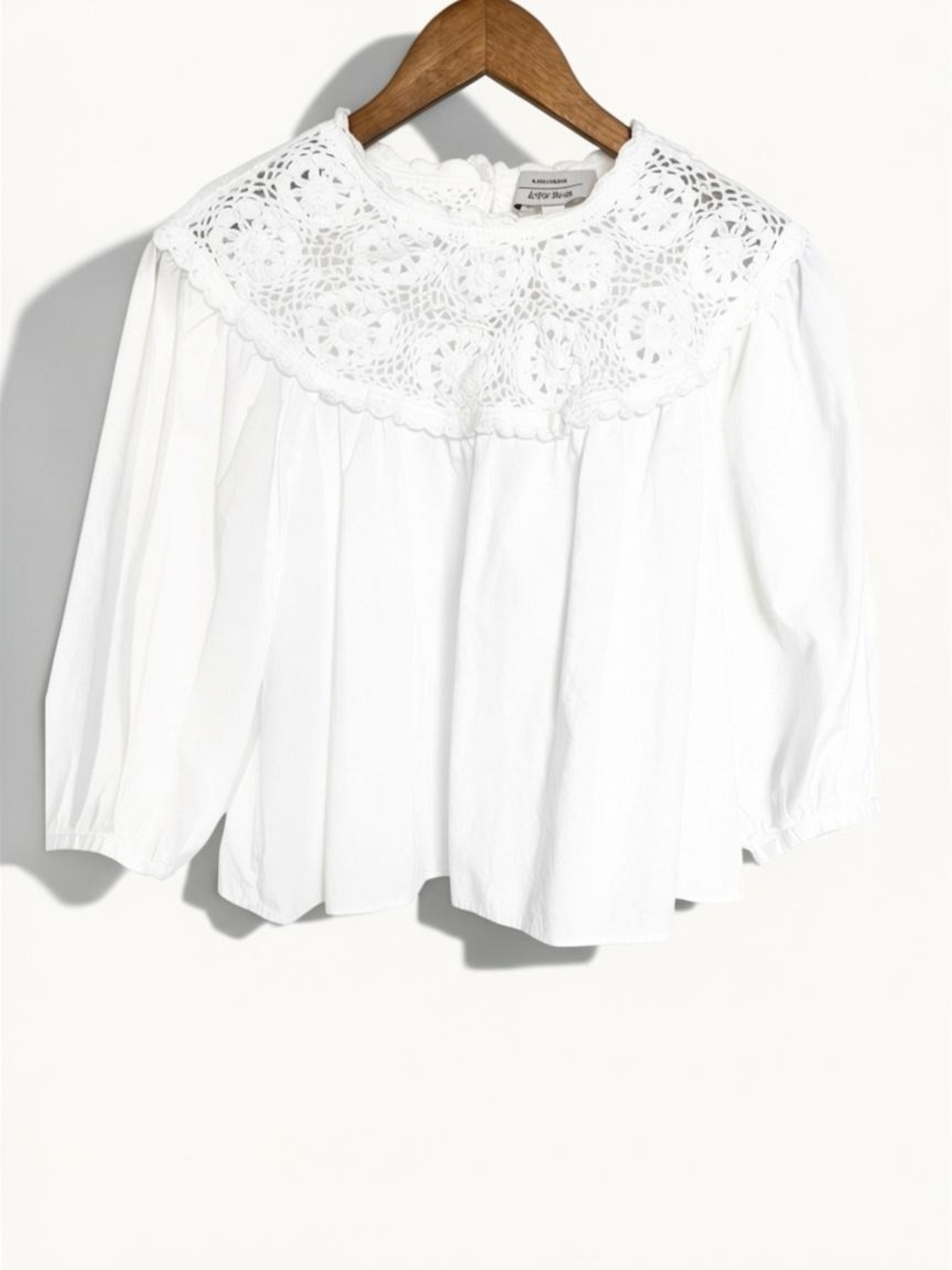 & Other Stories Voluminous Crochet Lace Statement Collar Blouse White US 2